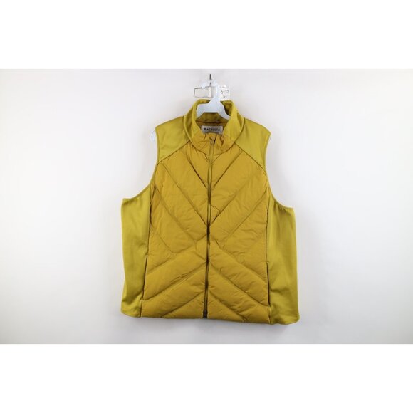Athleta Womens Size 2X Duck Down Insulated Full Zip Puffer Vest Jacket Yellow - Picture 1 of 15